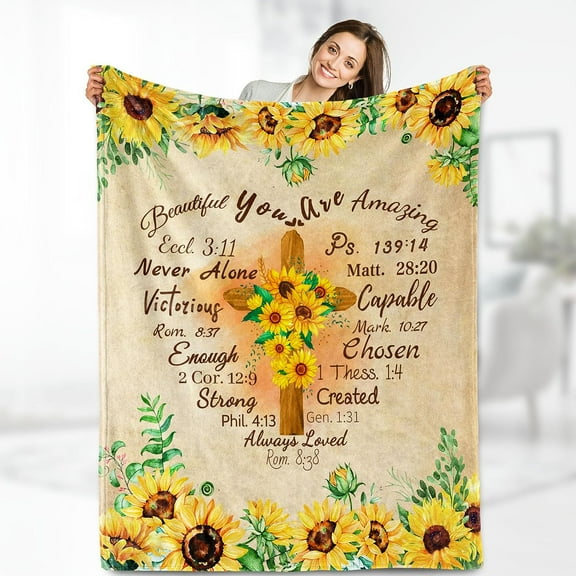 Christian Gifts Blanket for Women - Inspirational Religious Bible Verse Scripture Prayers Faith Lightweight Throw Blanket for Men Mom Adults Fleece Cozy Fuzzy Bedroom Living Room Decor Gift 50"x60"
