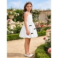 thumbnail image 5 of IBTOM CASTLE Girls' Bow Spaghetti Strap Dress - Adjustable A-Line Bubble Hem Party Dress for Summer Birthday Party School White, 5 of 7