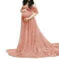 thumbnail image 3 of Vedolay Maternity Dress Summer Maternity Strapless Ruched Maxi Tube Dress with Pockets Pink M, 3 of 4