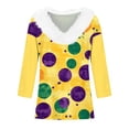 thumbnail image 4 of UPPADA Femmes T-Shirts à Manches 3/4 Mardi Gras Yall T-Shirts à Imprimé Floral Col Rond Blouse à devant Plissé Hauts d'Été Décontractés Chandail à Enfiler Haut Mode Fête Défilé Hauts pour Femmes Hauts à Manches 3/4 Économie, 4 of 5