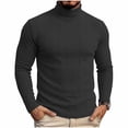 thumbnail image 2 of Mifsaly Mens Turtleneck Sweaters Slim Fit Long Sleeve Ribbed Knit Sweaters Comfortable Stretchy Warm Fall Winter Undershirt Tops Black,S, 2 of 9