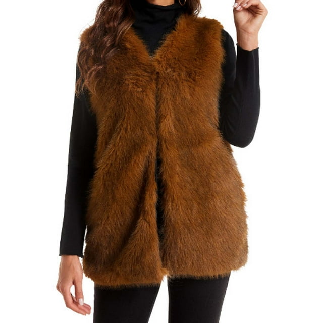 LOVZFMLL Vestes pour Femmes Mode Femmes Confortable Décontracté Poche Couleur Unie Col Sans Poils Sans Manches Sans Capuche Décontracté