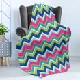 thumbnail image 4 of Colorful Soft Flannel Fleece Throw Blanket, Vintage Inspirations Colorful Chevron Pattern Abstract Angled Lines Herringbone, Cozy Plush for Indoor and Outdoor Use, 70" x 90", Multicolor, by Ambesonne, 4 of 5