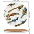 thumbnail image 2 of GZHJMY Round Drink Coasters, 6 Pcs Watercolor Birds Pheasants on White Absorbent Ceramic Coffee Coasters for Drinks with Cork Base Housewarming Gift for Home Decor, 2 of 5