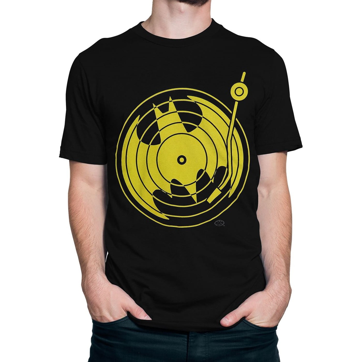 Batman Symbol Record Player Men's T-Shirt-Medium 