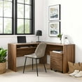 thumbnail image 4 of Computer Work Desk, Walnut, Wood, Modern Contemporary, Mid Century Home Business Office Furniture, 4 of 10