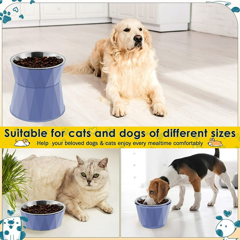 Raised Pet Bowls for Cats and Dogs with 2 Stainless Steel Bowls – Bamboo Adjustable  Elevated Pet Feeding Stand with Anti-Slip Grip – 4 Inches Tall - Wholesale  Craft Outlet