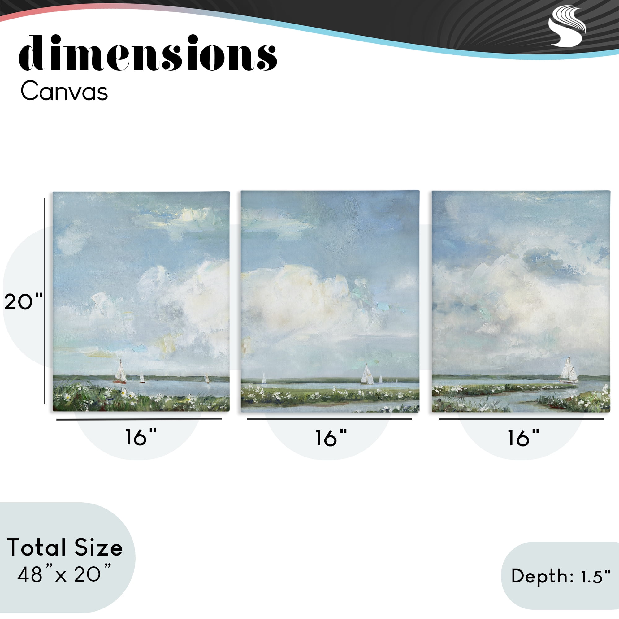 Stupell Industries Daisies Along Calm Coastline 3 Piece Canvas Wall Art Set, design by Sally Swatland