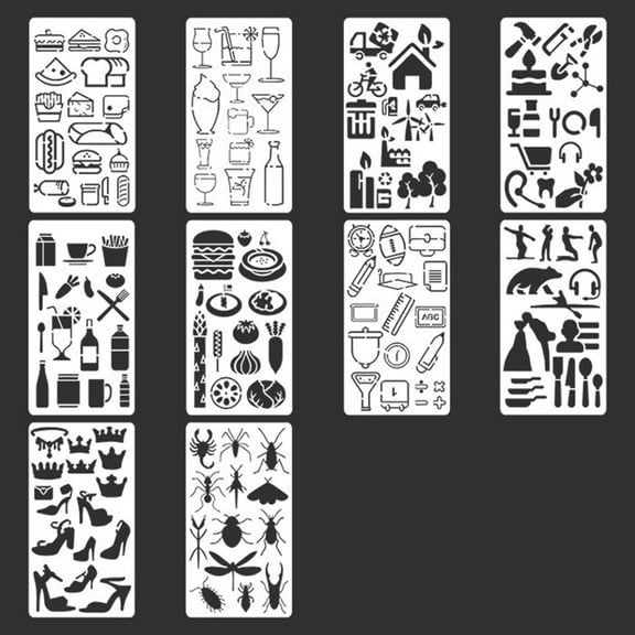 Multi Pattern Craft Stencil Set Planner Stencil Drawing Painting Template For DIY Notebook Decoration