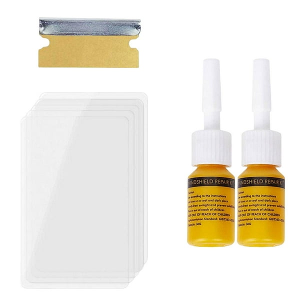 Kit de reparación de grietas en parabrisas, vidrio de vehículo, herramienta de bricolaje para reparar grietas y astillas, relleno de nanofluido, juego de reparación de líquido 2 uds amarillo