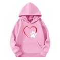 thumbnail image 4 of Thetops Little Girls Hoodie 5T Pink - Paw Print & Heart Design, 100% Polyester, Durable for Active Play, Kangaroo Pocket, 4 of 4