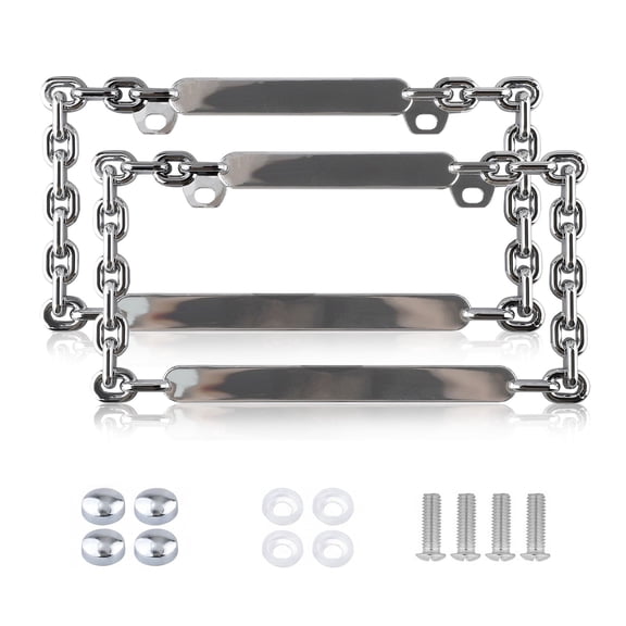 KINGWOLF 2Pack Car License Plate Frame Chain Accented Tough