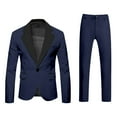 thumbnail image 5 of Fgnfyis Men's Suits for Events Parties Weddings and Everyday Wear Slim Fit with Stylish Neckline Design Versatile Year Round Attire for Modern Men Trousers Sets Dark Blue S, 5 of 5