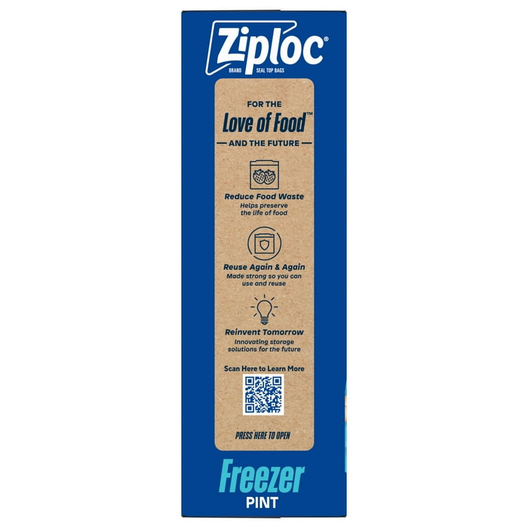 2 pack) Ziploc Brand Pint Freezer Food Storage Bags, School