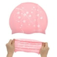 thumbnail image 5 of Unique Bargains 1 Pc Silicone Waterproof Vines Print Swim Cap Pink, 5 of 5