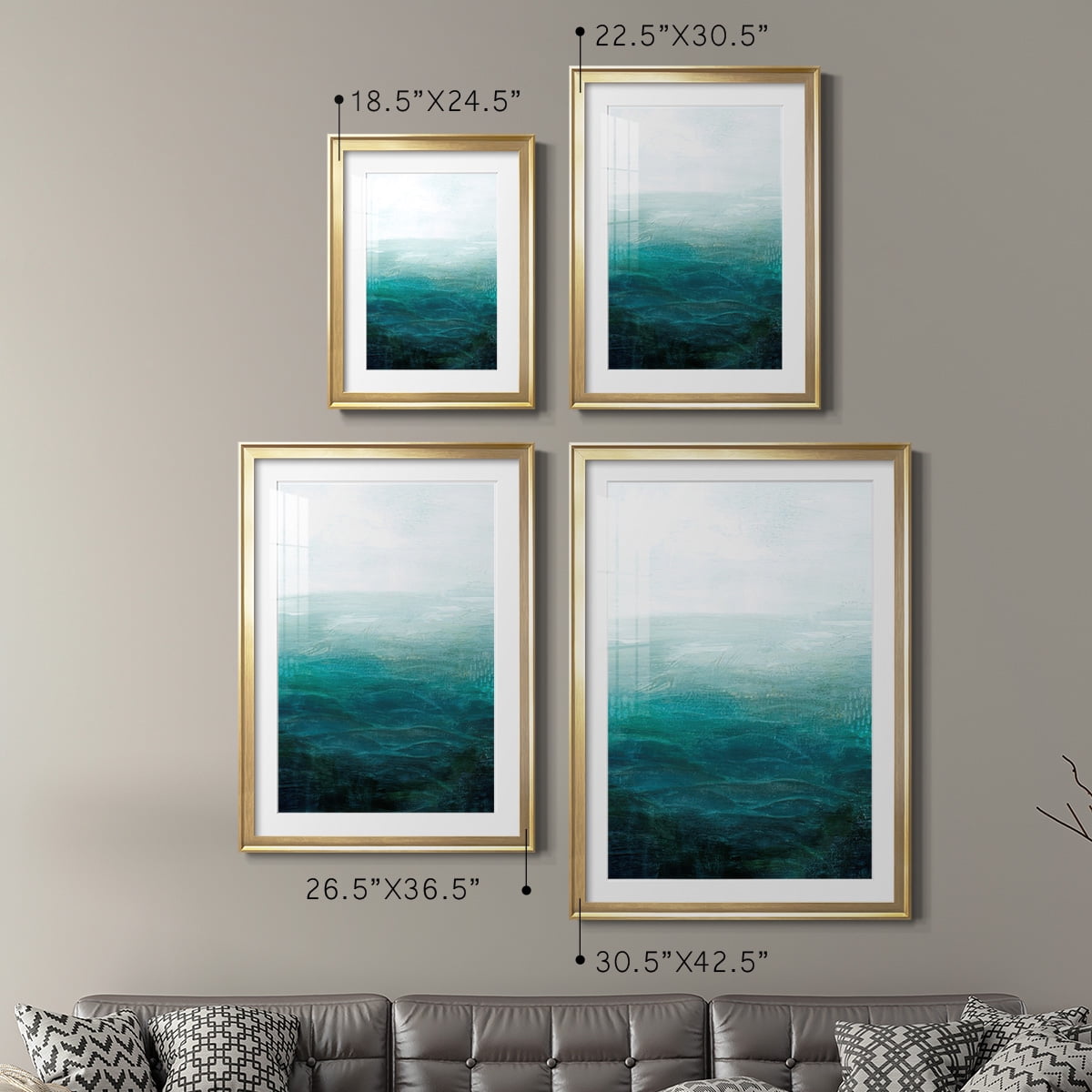 Wexford Home Drifting Sea I Premium Framed Print, 30.5" x 42.5" - Ready to Hang, Gold (Set of 2)