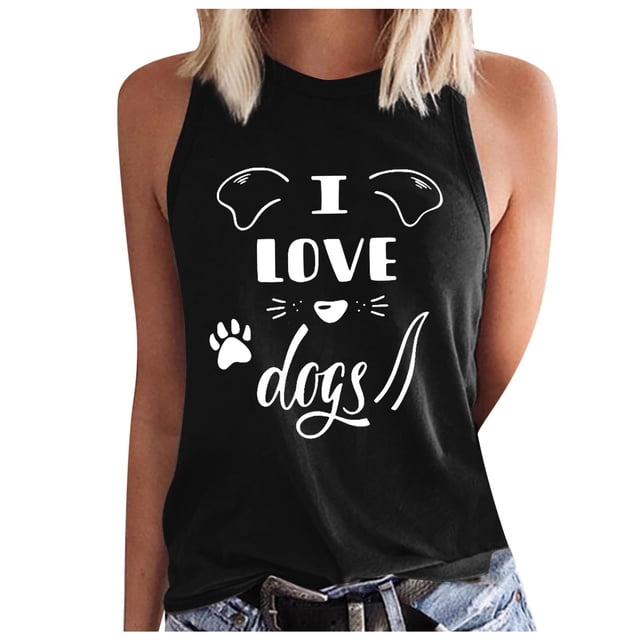 Tops casuales sexys de verano sin mangas para mujer Tops de chaleco sin mangas con estampado de cuello redondo regular Fridja gh4912