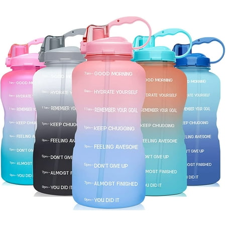 

Water Bottle with Motivational Time Marker & Straw - Leakproof BPA Free Reusable Flip Top Water Bottle for Sports and Fitness Enthusiasts