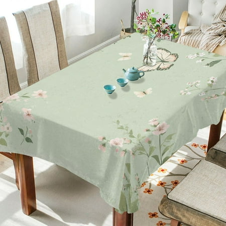 

WOBOGO Butterfly Print with Pastel Flowers Square Tablecloth 54×72in Polyester Fabric Tablecloth Washable Dust Resistant Wrinkle Resistant