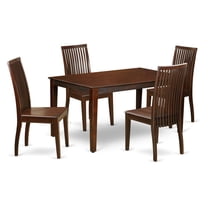 East West Furniture Capri 5-piece Wood Seat Chairs and Dining Table in Mahogany