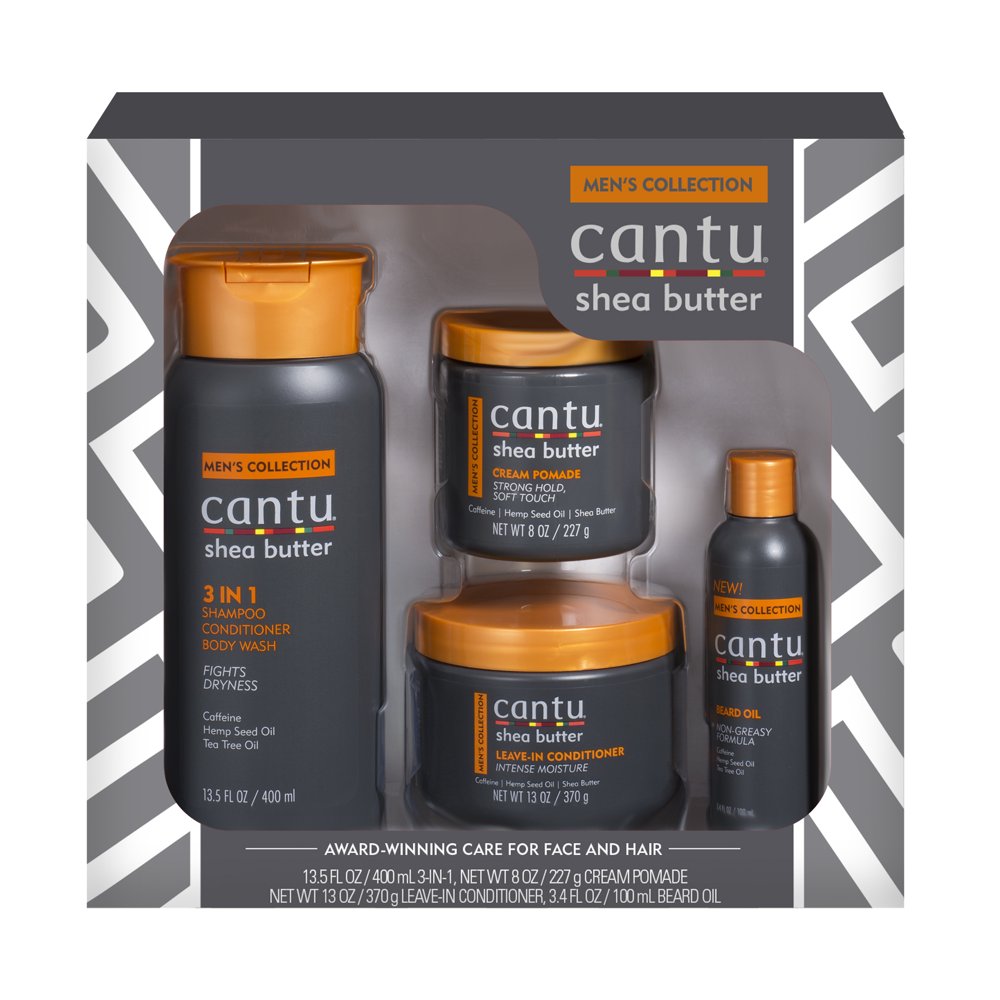 (24 Value) Cantu Men's Collection 4Piece Gift Set, 3 in 1 Shampoo 13.