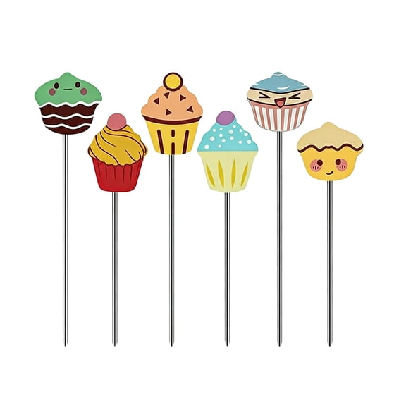 Cake Tester,Cake Tester For Baking Doneness,6pcs Stainless Steel Cake Testing Sticks, 6.5"/7.3" Baking Test Skewer Tools with Cute Cupcake Tops Reusable Cake Doneness Tester(6pcs/Set)