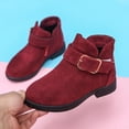 thumbnail image 6 of Girls Winter Ankle Boots, Solid Color Warm Lined Soft Sole Fashion Versatile Outdoor Daily Casual Footwear Wine 13.5, 6 of 7