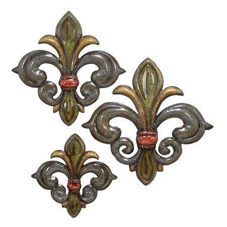 Decmode Traditional 22 19 And 15 Inch Verdigris Fleur De Lis Metal Decmode Traditional 22 19 And 15 Inch Verdigris Fleur De Lis Metal Wall