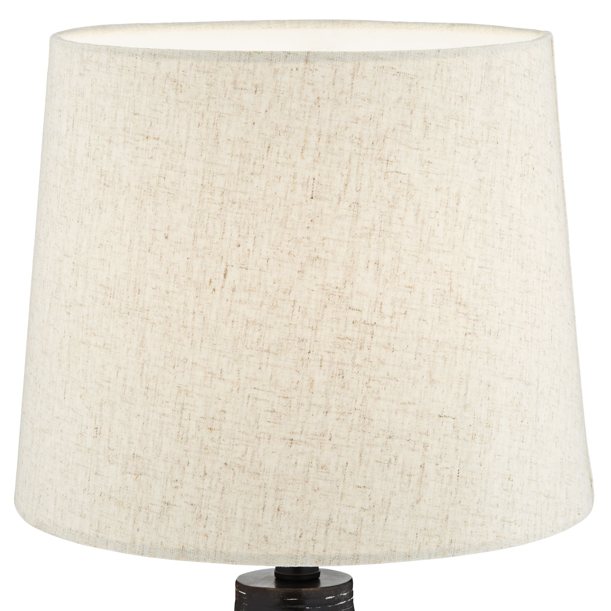 360 Lighting 24" High Mid Century Modern Farmhouse Rustic Table Lamps Set of 2 Black Finish Oatmeal Shade Living Room Bedroom