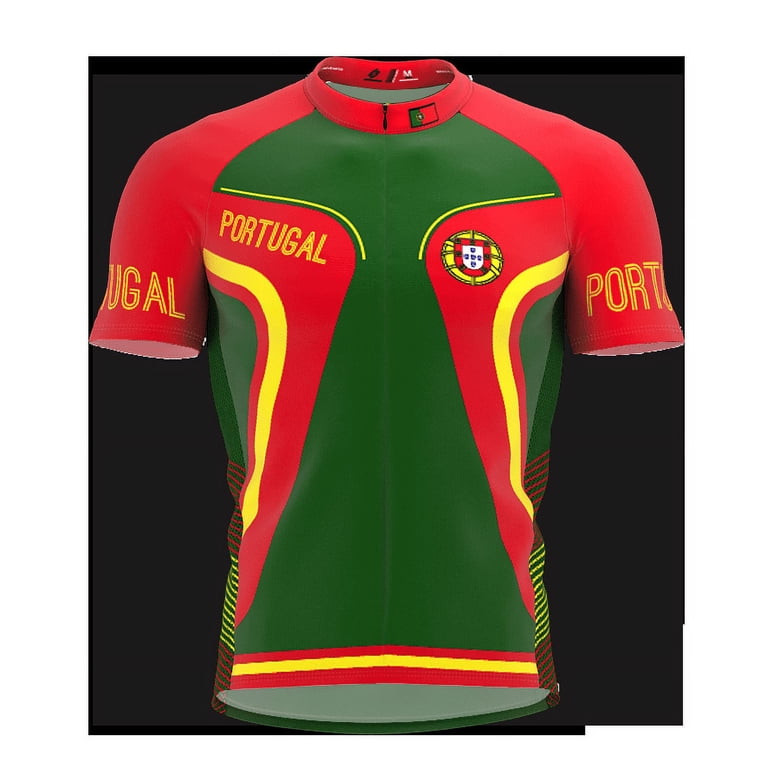 ScudoPro Portugal Emblem Full Zip Cycling Jersey - Men's Bike Short Sleeve Jersey, Euro Cut, Breathable, 3 Back Pockets