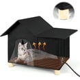 thumbnail image 2 of Heated Cat House For Outdoor Cats In Winter, Highly Elevated Base Waterproof & Insulated Feral Cat House, Warm Cat Shelter With Heating Pad Warm House For Outside Stray Barn Cat (Black, 21"x13"x18 2 of 10