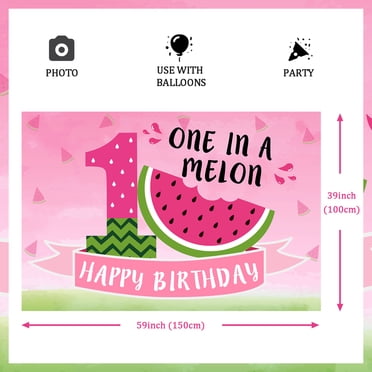 Watermelon 1st Birthday Party Decorations, One In A Melon First Birthday High Chair Banner, Summer Photo Prop Sign, Sweet One Cake Smash