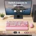 thumbnail image 4 of Wireless Keyboard and Mouse Combo Latte, Retro Round Keycaps, Full Size with Detachable Wrist Rest, 2.4G for PC Mac Windows, 4 of 9