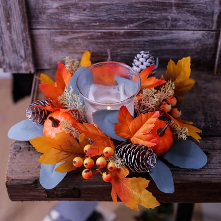 Halloween Savings Halloween Harvests Festival Pumpkin Candle Holders with Scented Leaves and Small Flower Circles Decorative Items fors Table Centerpieces Halloween Decorations indoor Outdoor