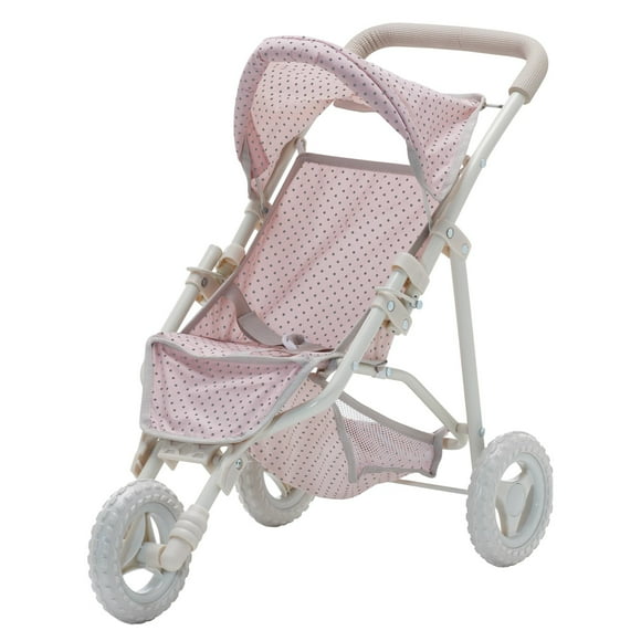 Teamson Kids 16" Poupée Bébé Poussette Poussette de Jogging Poussette 3 Roues Ensemble de Jeu Rose