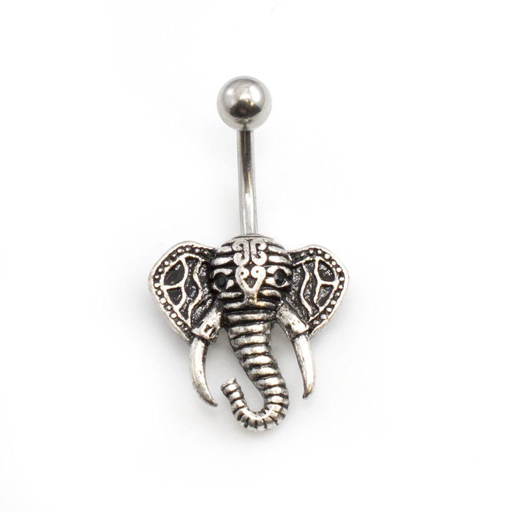 14 GA Golden Shri Ganesha Elephant Dangle Belly Button Ring Davana Enterprises Sold Individually Gold Plated