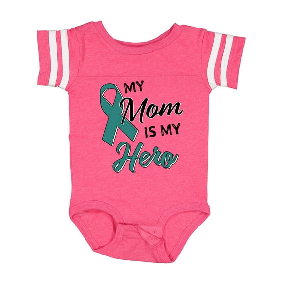 Inktastic My Mom is My Hero Ovarian Cancer Awareness Boys or Girls Baby Bodysuit
