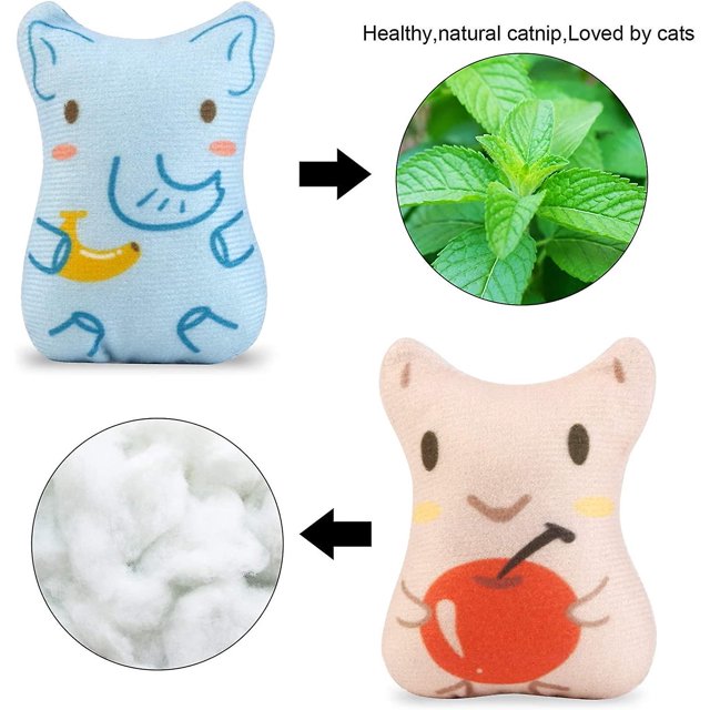 Juguetes de hierba gatera para gatos de interior - 5 piezas de juguetes para masticar gatos de peluche Juguete interactivo para la dentición (formas de animales) (a-1b) XianweiShao 8390605672583