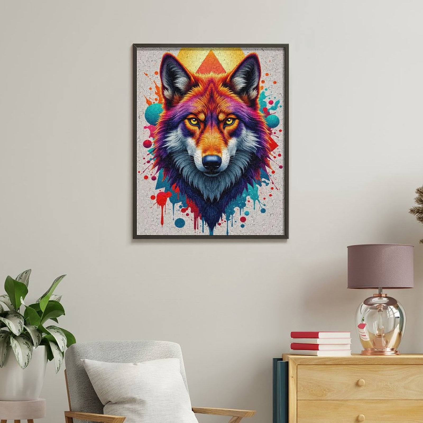 Paint By Numbers Kit for Adults Beginner - DIY Vibrant Wolf Art Splash Canvas Painting Kits for Adults, Frameless Paint By Number for Adults for Home Wall Decor 16x20 Inch