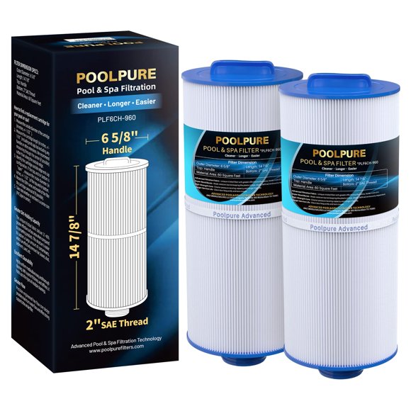 Filtro de spa POOLPURE PLF6CH-960 que reemplaza al PJW60TL-F2S, paquete de 2