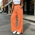 thumbnail image 2 of JIAYUE Women's Pants Casual Solid Color Drawstring With Pockets Button Design And Side Slit Long Sweatpants For Daily Lightweight Fashion Beach Vocation Wear, 2 of 9