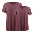 thumbnail image 5 of 2 Pcs Plus Size Shirts for Women Henley Neck Blouses Comfy Short Sleeve Tshirt Tops Summer Outfits, 5 of 5