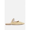 thumbnail image 2 of GEODE Pearl Embellished Slip On Mules In Beige, 2 of 7