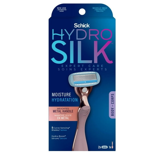 Hydro Silk Rose Gold Metal Handle Women's Razor and 2 Refills