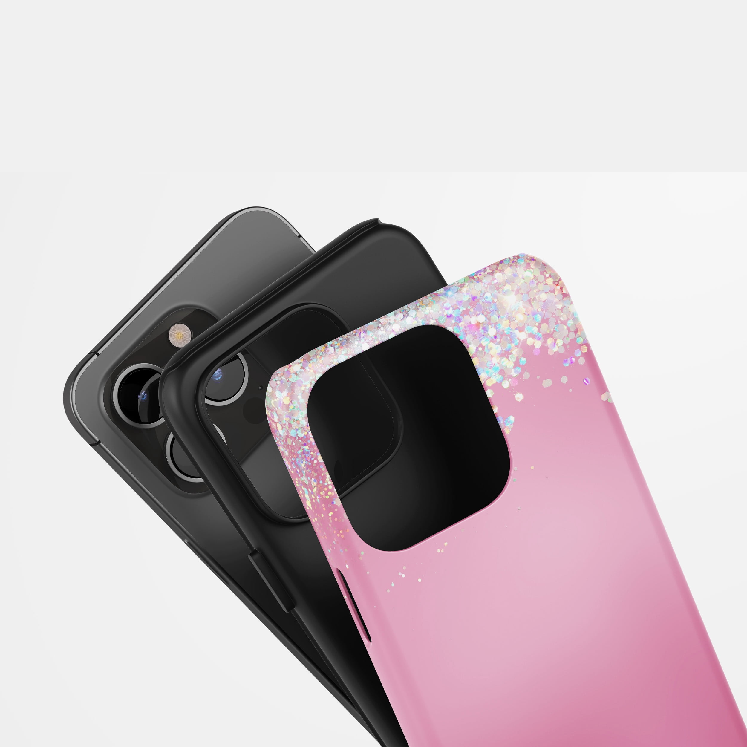 Glitter Gradient Pink Case For All iPhone Series Tough Phone Case