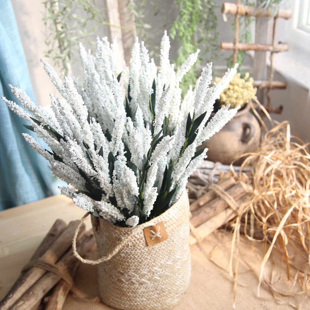 12 Heads Artificial Silk Lavender Bouquet Flowers PE Wedding Party Home Decor 