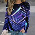 thumbnail image 2 of Geometric Lattice Women's Floral Printed Sweatshirt Long Sleeve Crewneck Casual Loose Vintage Graphic Pullover Tops, 2 of 7