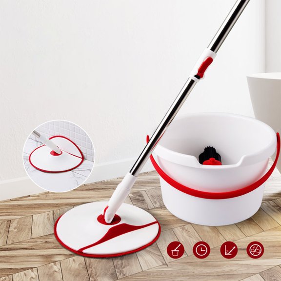Spin Mop & Bucket - Separates Dirty And Clean Water - Hand-Free Floor Cleaning Flat Mop - Washable & Reusable Microfiber Mop Heads Included