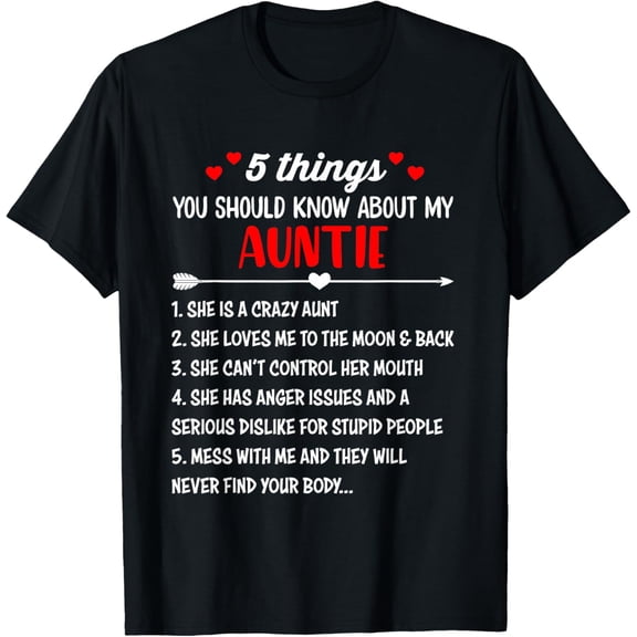 t-shirt 5 Things You Should Know About My Auntie | Nephew Niece Gift T-Shirt.