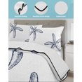 thumbnail image 3 of Quilts Queen Size Bedding Set, Starfish Coastal Reversible Summer Quilt 3 Pieces, Seaside Nautical Summer Ocean Sea Lightweight Bedspreads Coverlets with 2 Pillow Shams for All Seasons, 3 of 5